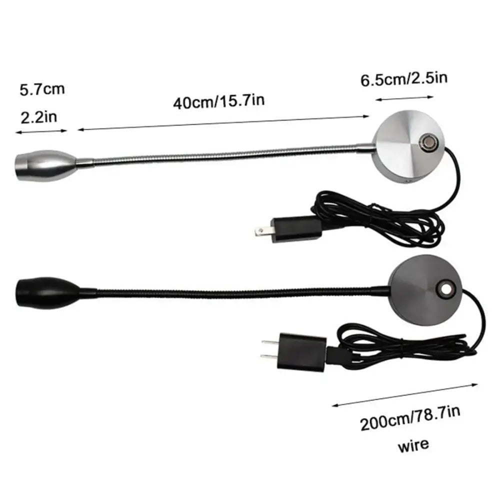 Flexible led reading light silver gold & black bedroom desk lamp