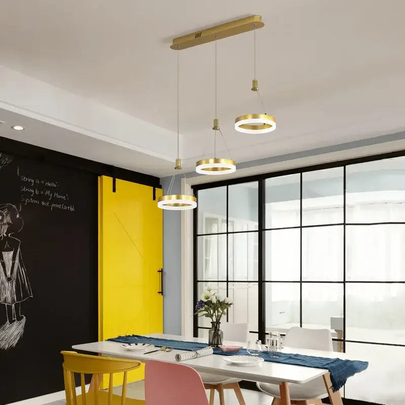 Modern gold led rings ceiling chandelier living room lighting