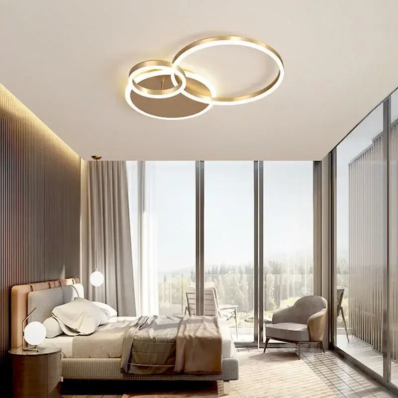Modern gold led round ceiling chandelier for living room