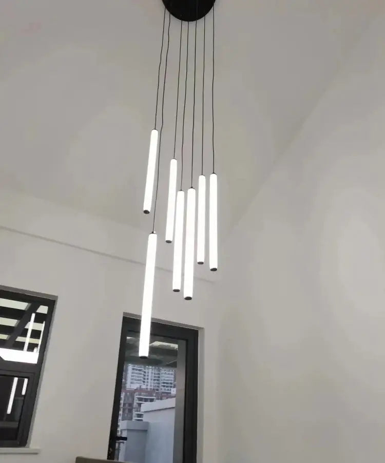 Modern black led spiral ceiling chandelier living room light