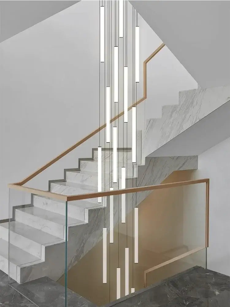 Modern black led spiral staircase ceiling chandelier for living room