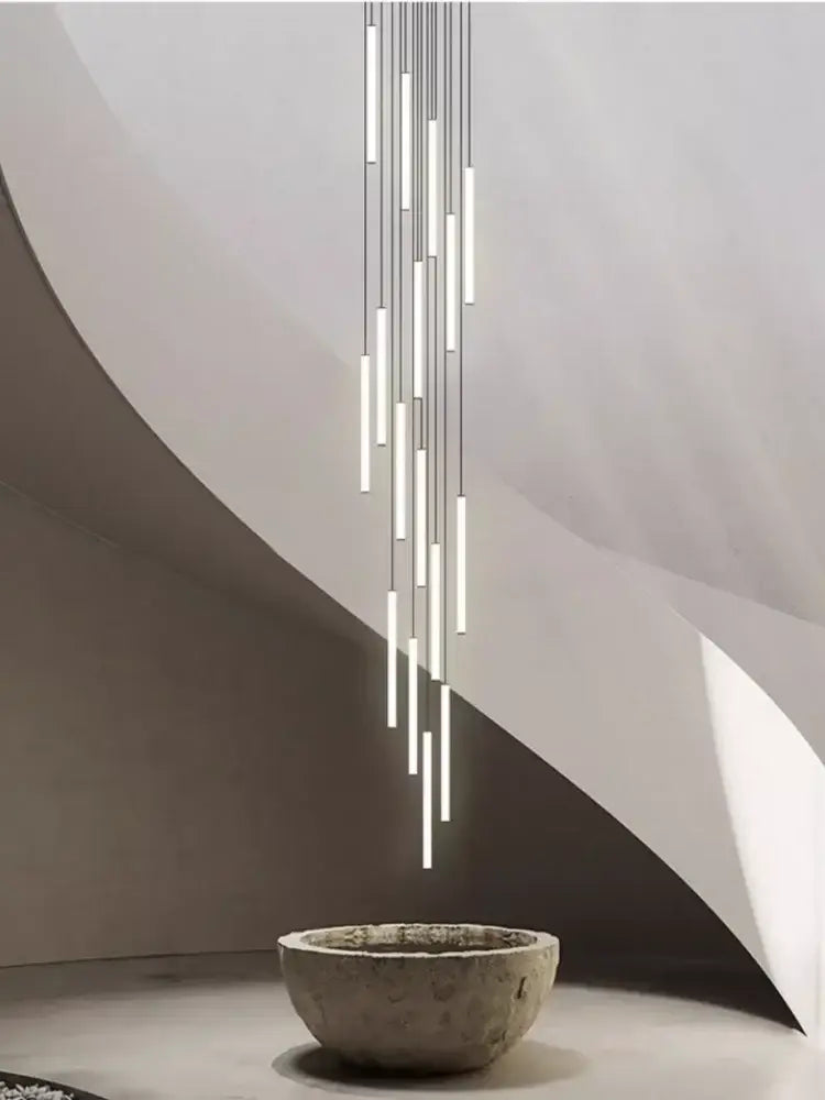 Modern black led spiral staircase chandelier – living room pendant