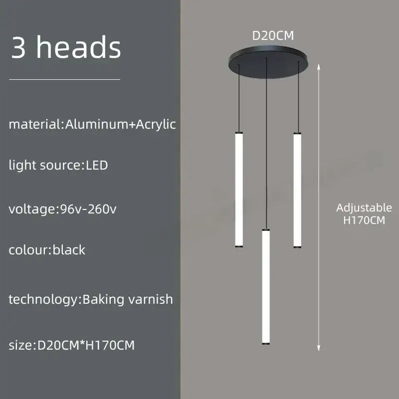 Modern black led spiral staircase chandelier – living room light