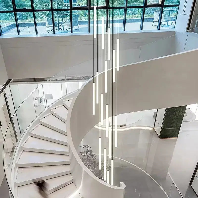 Modern black led spiral staircase chandelier – living room light