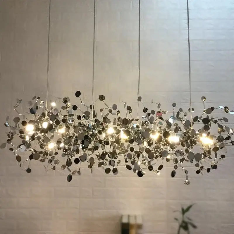 Modern gold leaf led stainless steel chandelier for living room