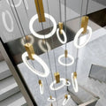 Modern nordic wood led stair chandelier living room pendant light