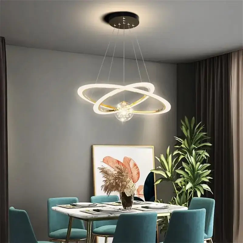 Modern black & white led star chandelier living room light