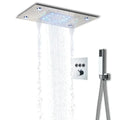 Modern black led waterfall shower faucet set bathroom rain system
