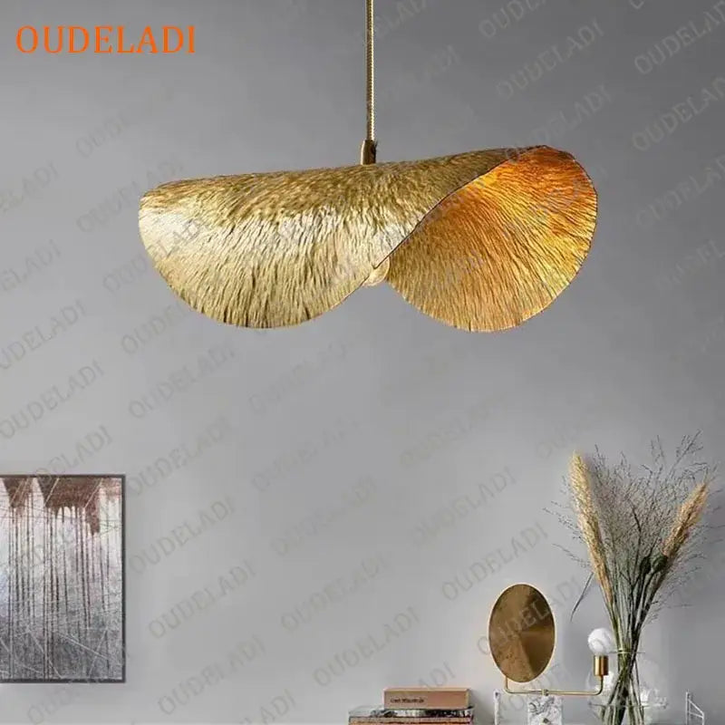 Vintage lotus leaf copper chandelier kitchen pendant light