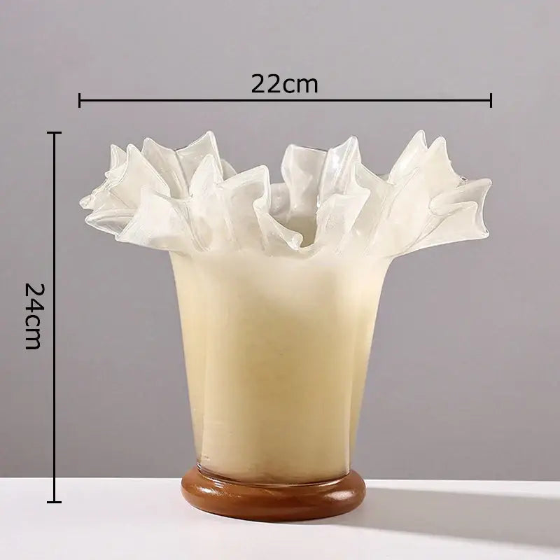 Blush pink lotus leaf edge ceramic vase living room decor