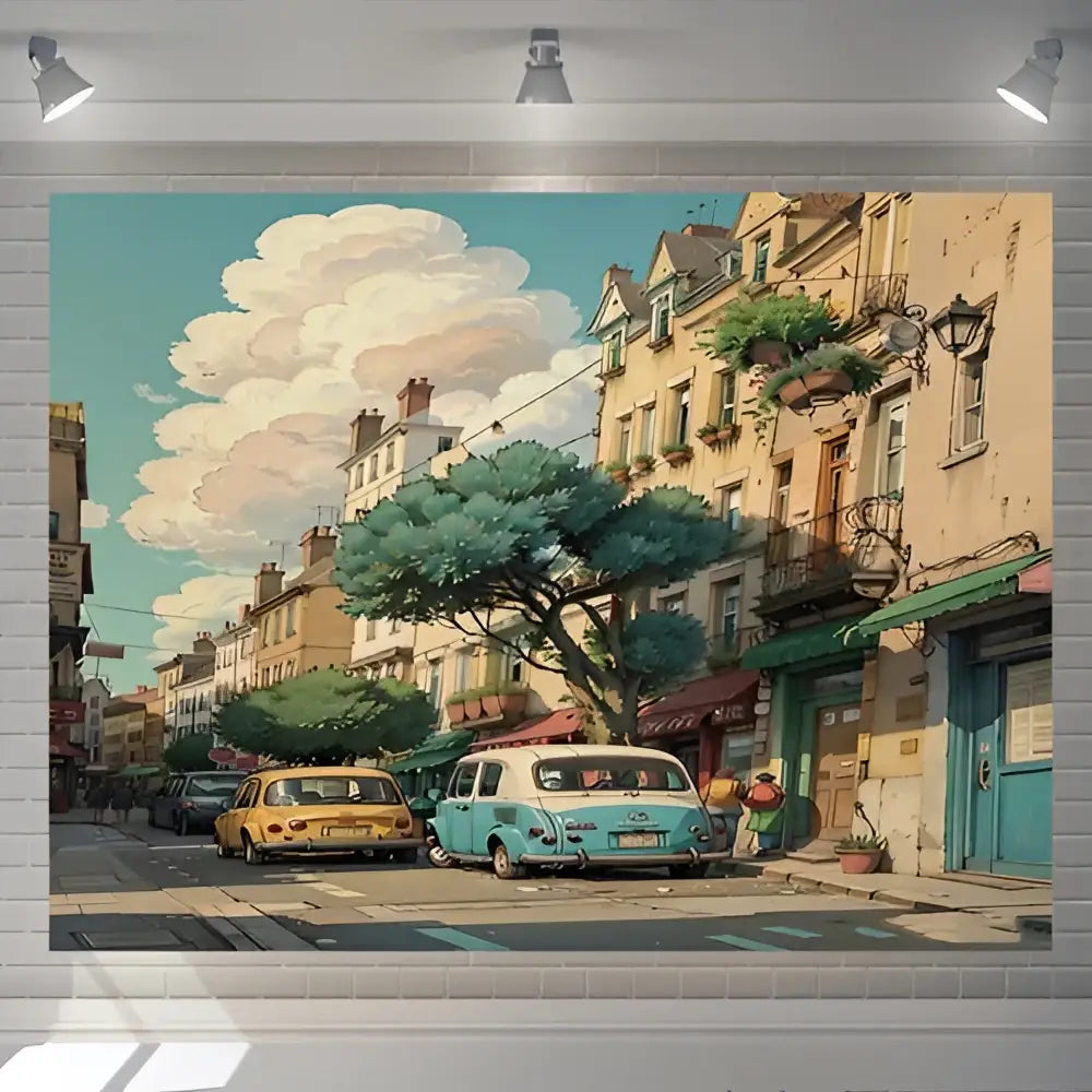 Cartoon love street landscape wall hanging tapestry for bedroom decor
