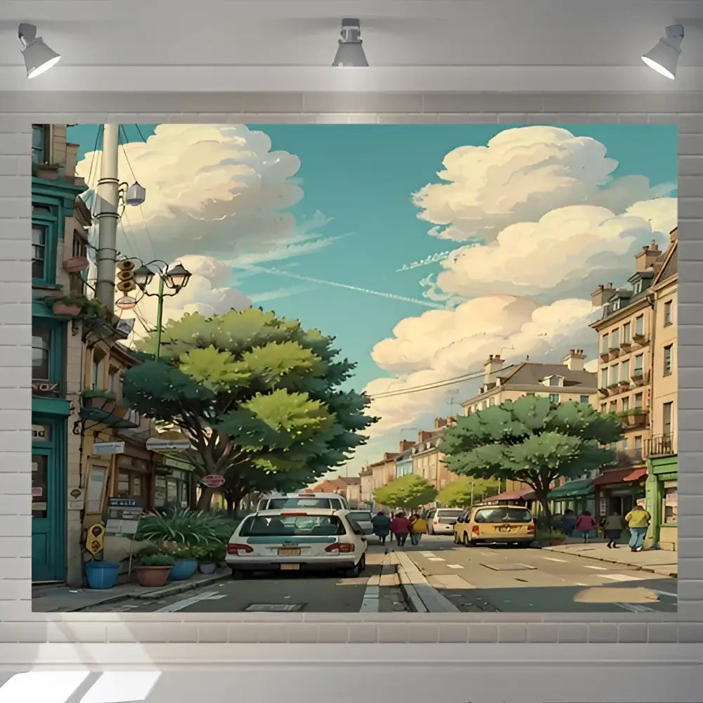 Cartoon love street landscape wall hanging tapestry for bedroom decor