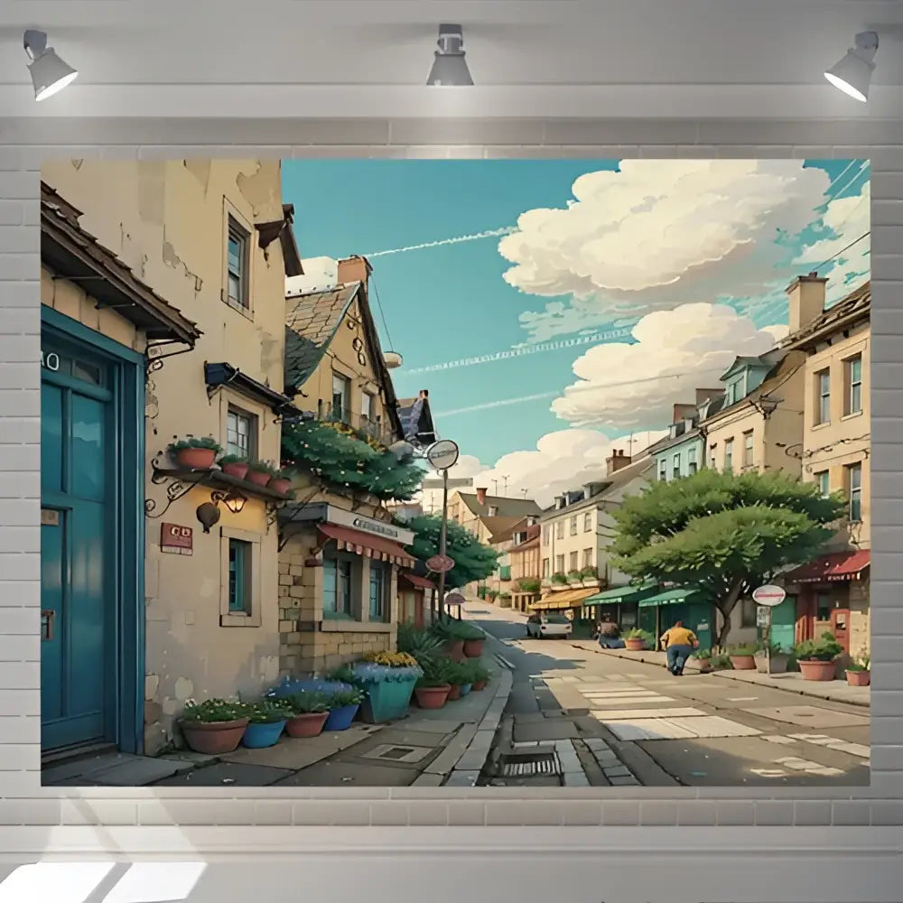 Cartoon love street landscape wall hanging tapestry for bedroom decor