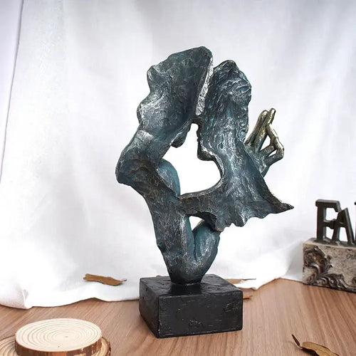 Abstract bronze loving couple resin statue bedroom decor