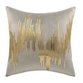 Gray and gold luxe metallic stripes velvet cushion cover living room