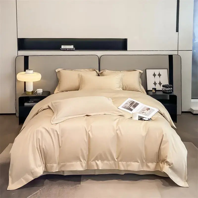 Luxurious light green satin duvet cover set bedroom bedding