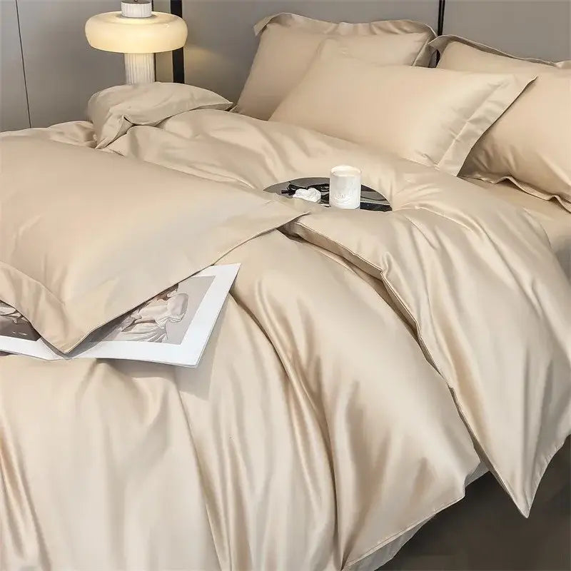 Luxurious light blue satin piece duvet cover set bedroom bedding