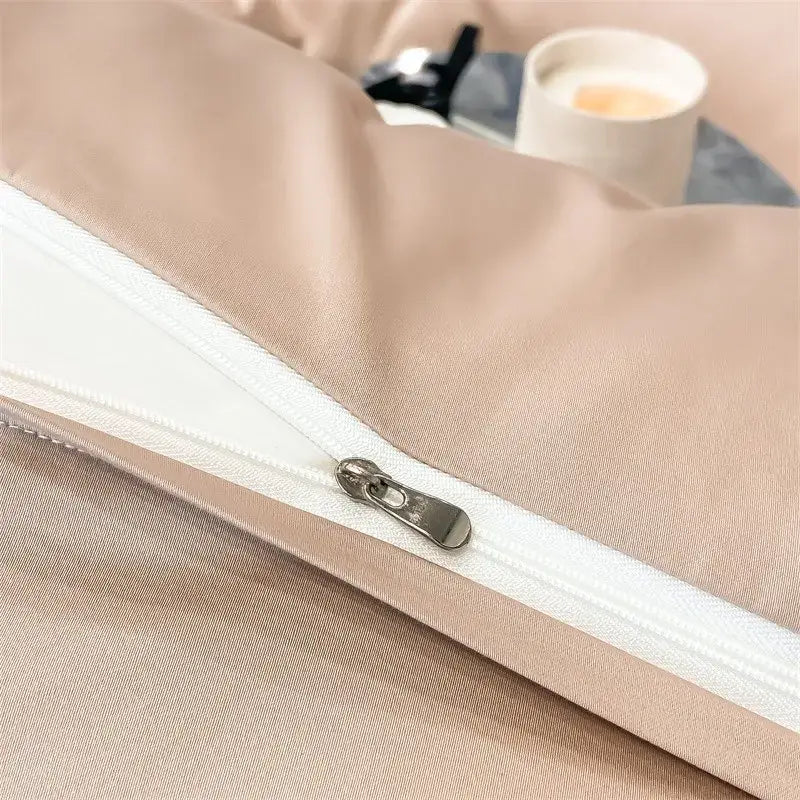 Luxurious mustard yellow satin duvet cover set bedroom bedding