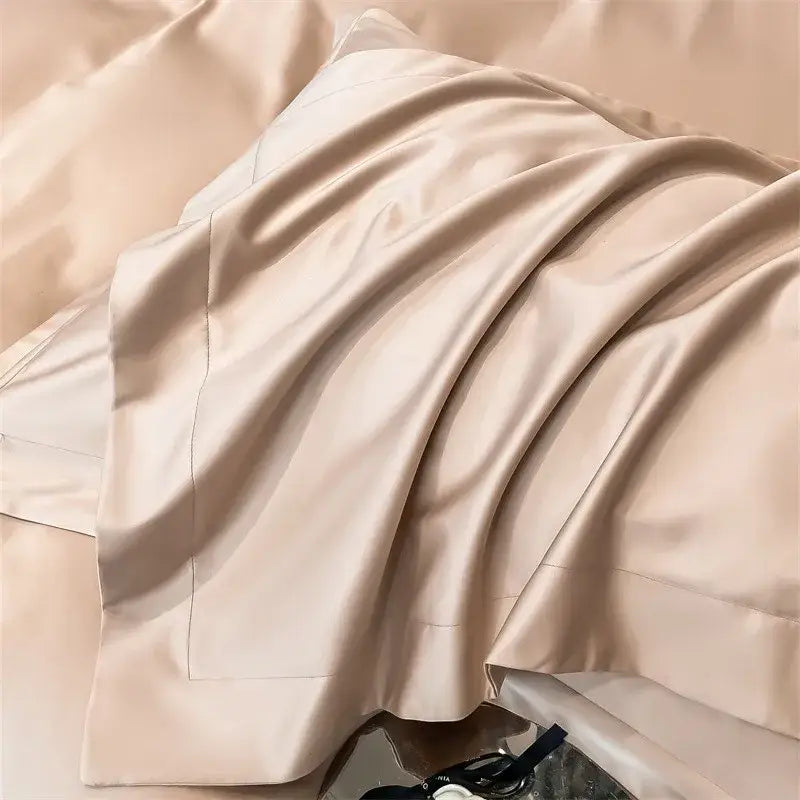 Luxurious taupe satin piece duvet cover set bedroom bedding