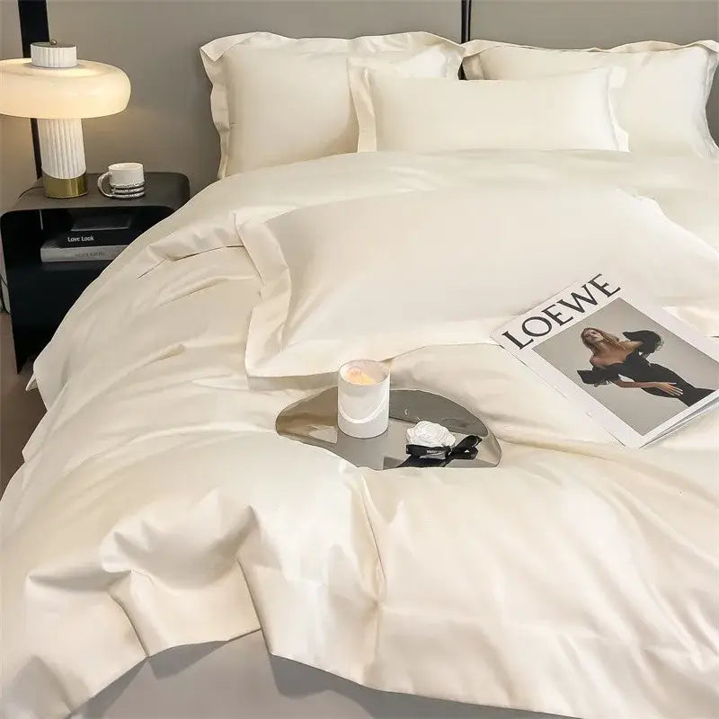 Luxurious light blue satin duvet cover set bedroom bedding