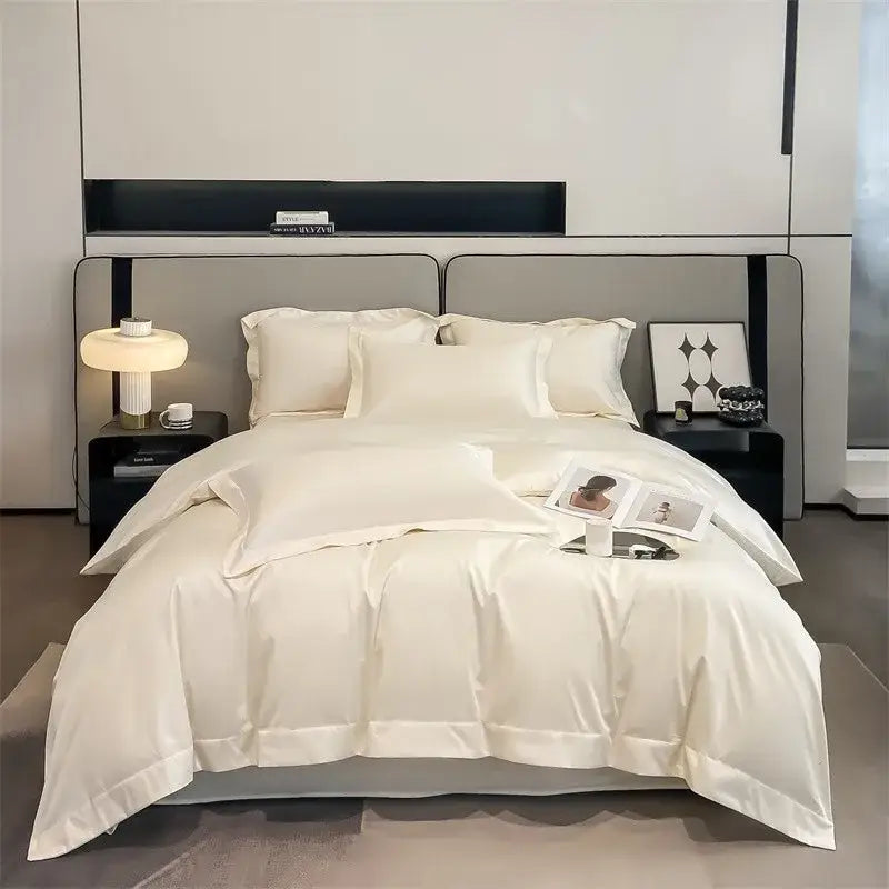 Luxurious light blue satin piece duvet cover set bedroom bedding