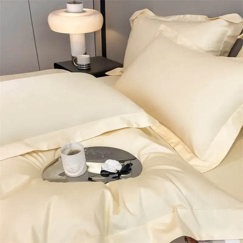 Luxurious light blue satin duvet cover set bedroom bedding