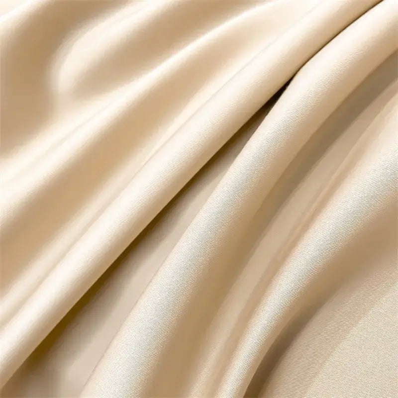 Luxurious beige satin egyptian cotton duvet cover bedroom set