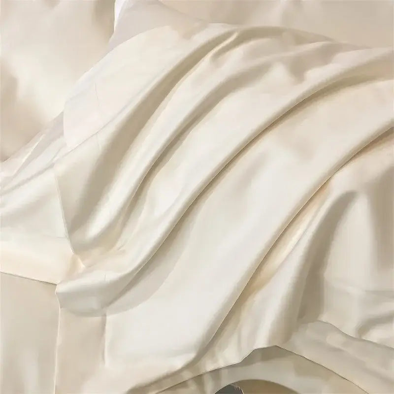 Luxurious light blue satin duvet cover set bedroom bedding
