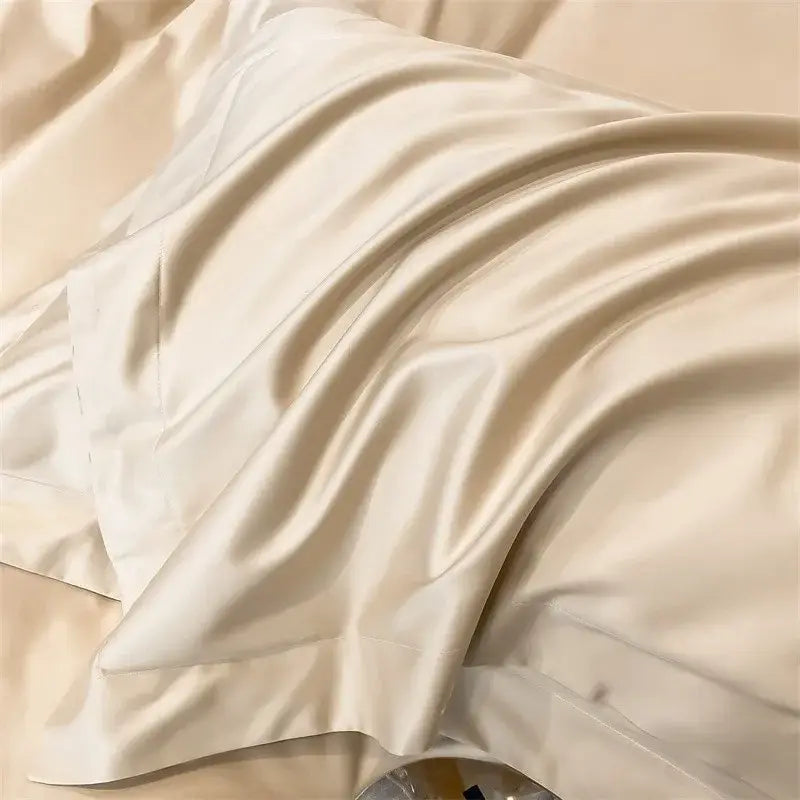 Luxurious mustard yellow satin duvet cover set bedroom bedding