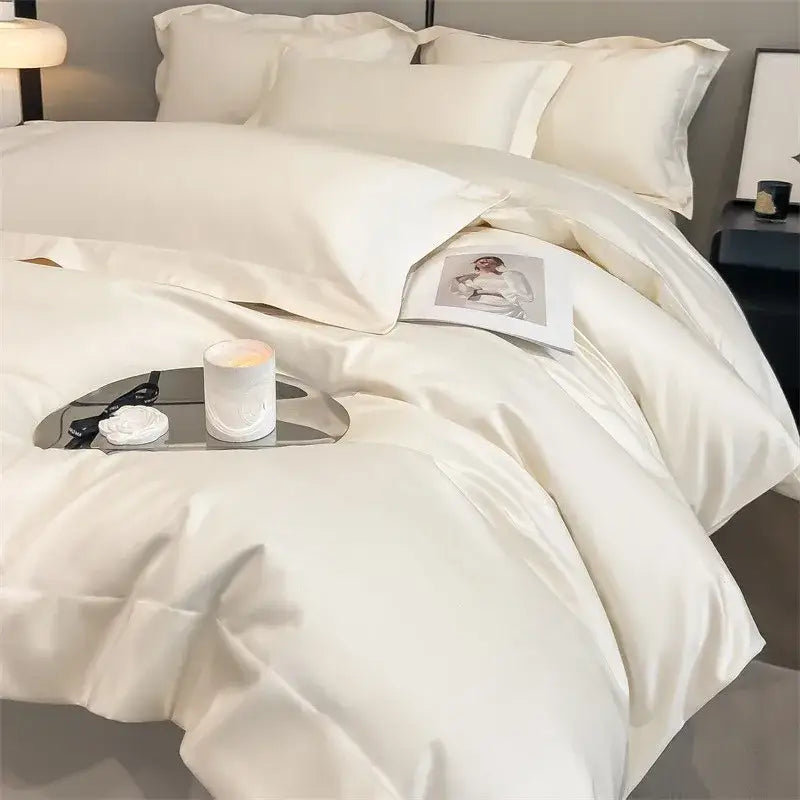 Luxurious light blue satin piece duvet cover set bedroom bedding