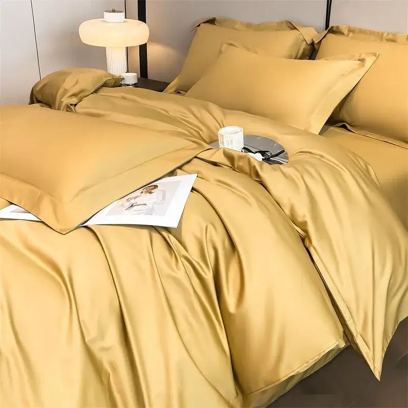 Luxurious light blue satin piece duvet cover set bedroom bedding