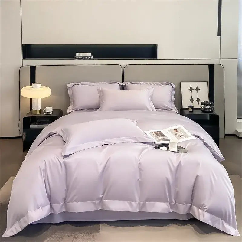 Luxurious beige satin egyptian cotton duvet cover bedroom set