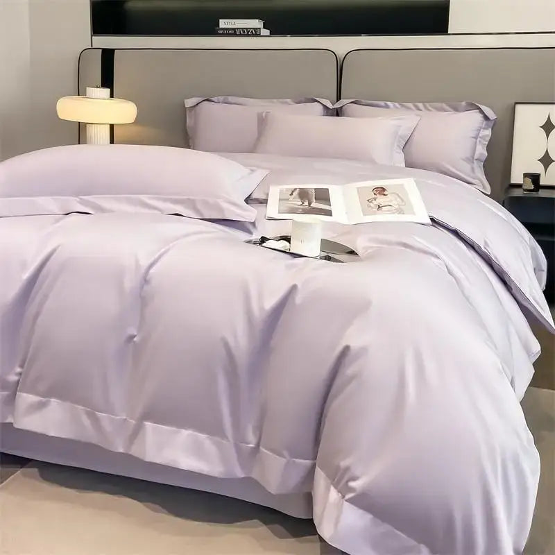 Luxurious white satin egyptian cotton duvet cover bedroom bedding set