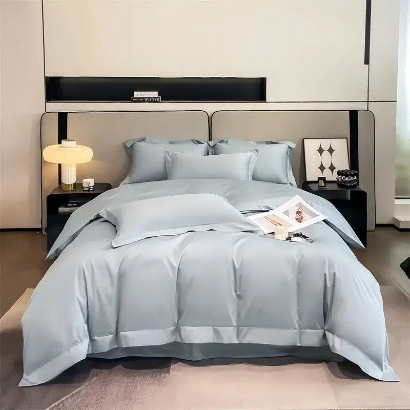 Luxurious mustard yellow satin duvet cover set bedroom bedding