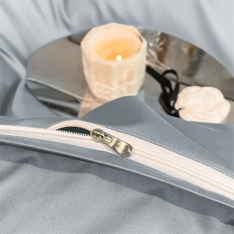 Luxurious mustard yellow satin duvet cover set bedroom bedding