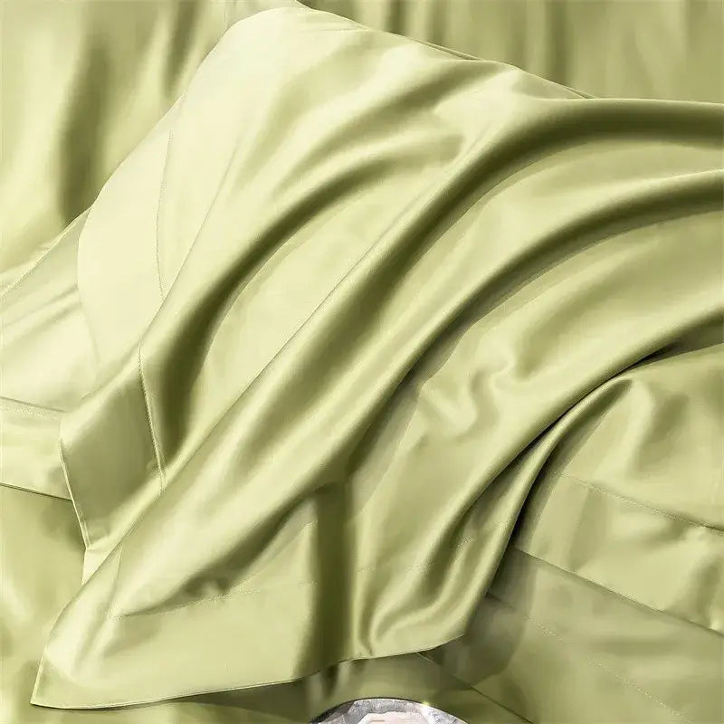 Luxurious light blue satin piece duvet cover set bedroom bedding