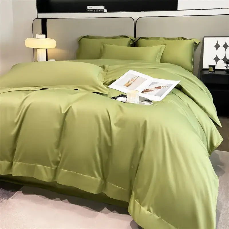 Luxurious white satin egyptian cotton duvet cover bedroom bedding set