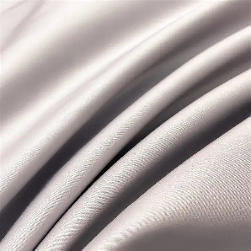Luxurious silver gray satin duvet cover set bedroom bedding