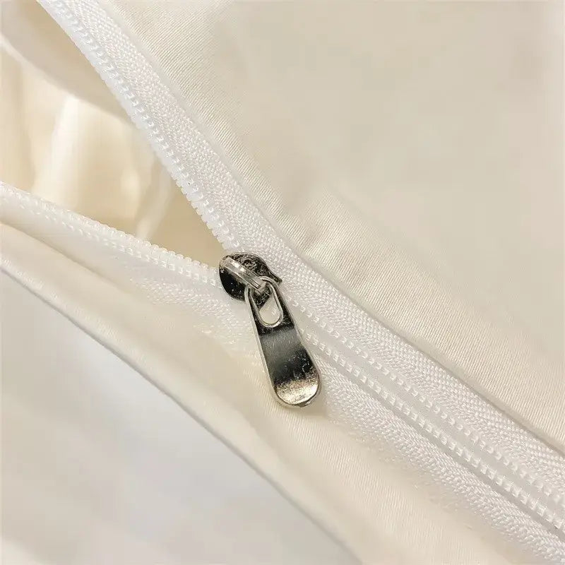 Luxurious gray satin piece duvet cover bedroom bedding set