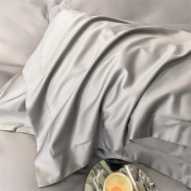 Luxurious mustard yellow satin duvet cover set bedroom bedding