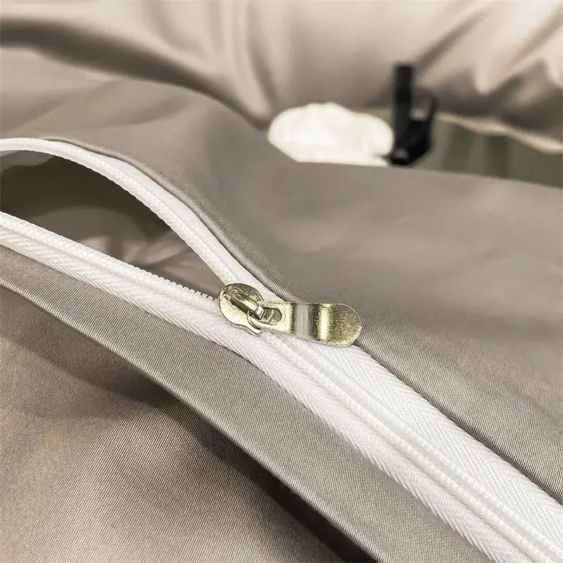 Luxurious white satin egyptian cotton duvet cover bedroom bedding