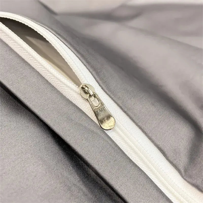Luxurious mustard yellow satin duvet cover set bedroom bedding