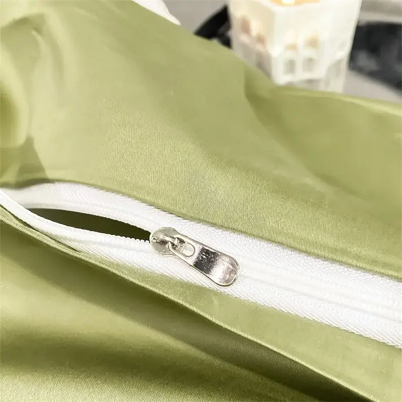 Luxurious mustard yellow satin duvet cover set bedroom bedding