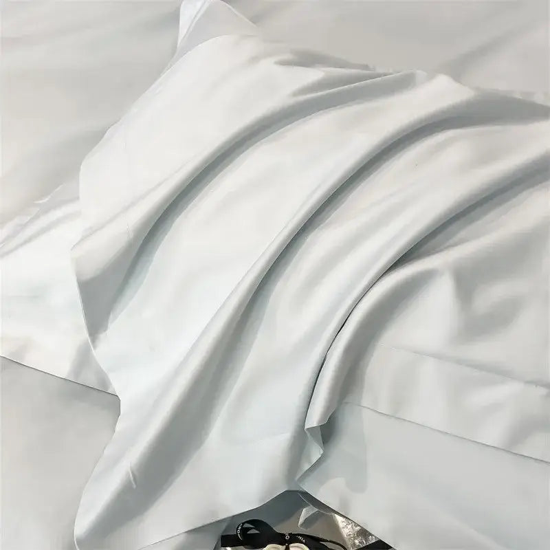 Luxurious white satin egyptian cotton duvet cover bedroom bedding set