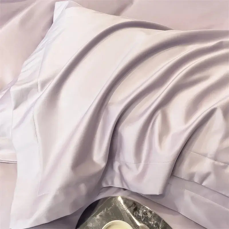 Luxurious white satin egyptian cotton duvet cover bedroom bedding