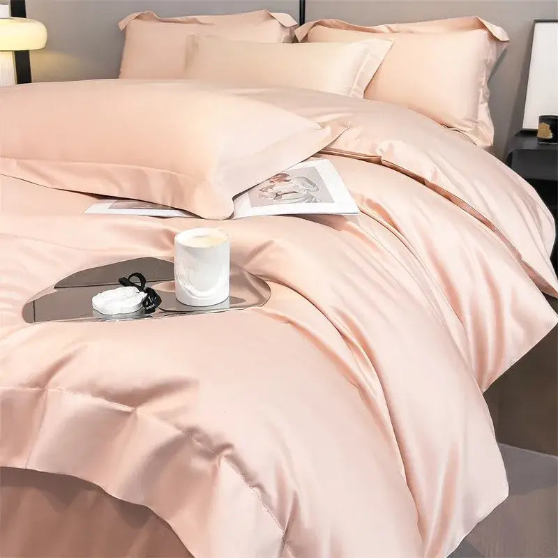 Luxurious taupe satin piece duvet cover set bedroom bedding