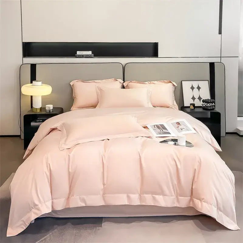 Luxurious gray satin duvet cover set bedroom stitched bedding