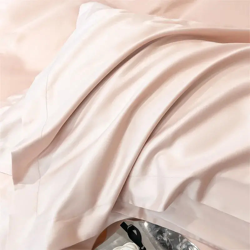Luxurious light blue satin 3 piece duvet cover bedroom bedding set