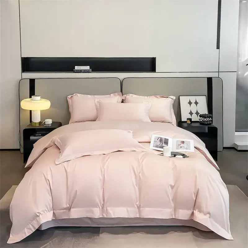 Luxurious light blue satin piece duvet cover set bedroom bedding