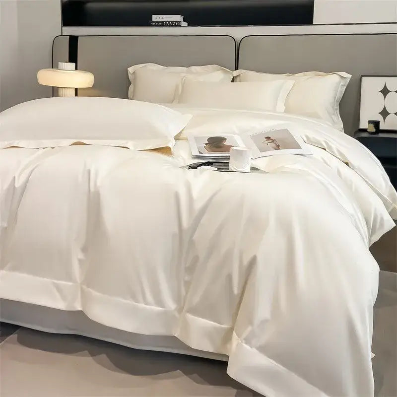 Luxurious light green satin duvet cover set bedroom bedding
